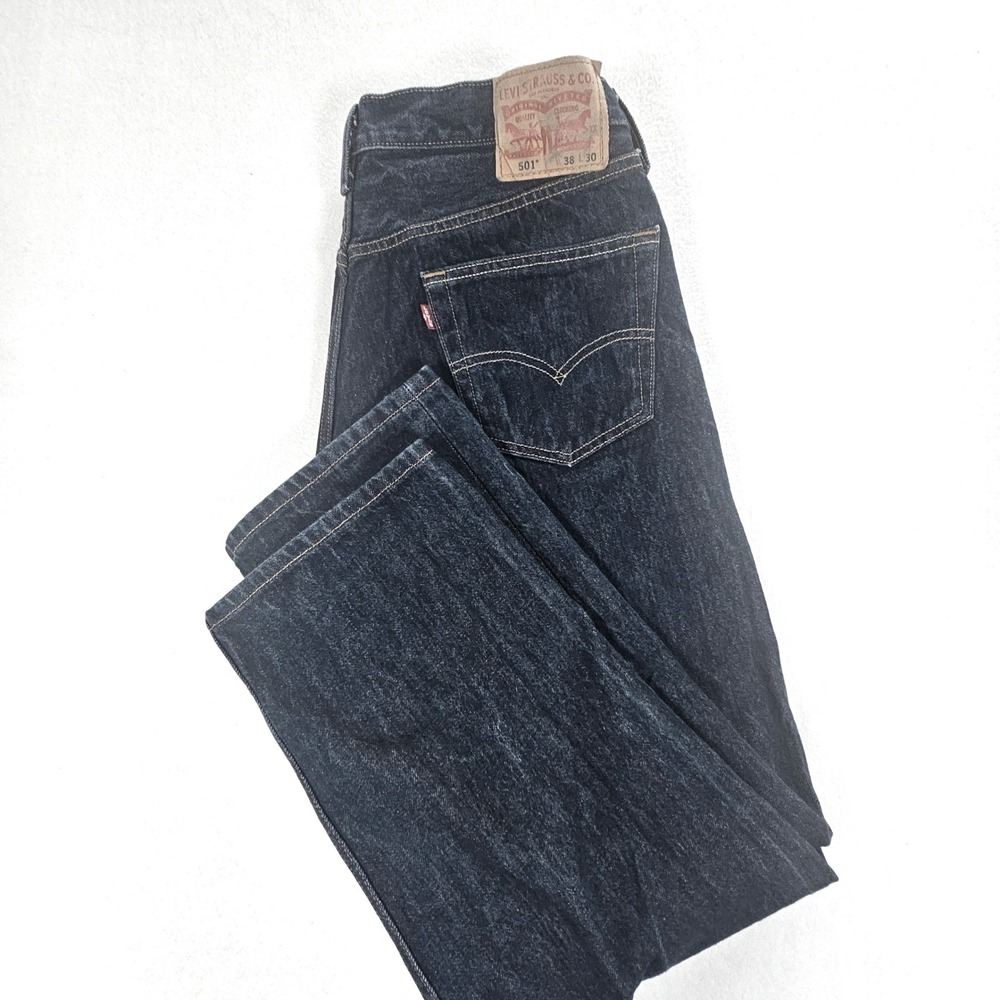Levis 501 Original Fit Jeans Mens 38x30 Dk Wash Blue Denim Button Fly 005010000 - Picture 12 of 12